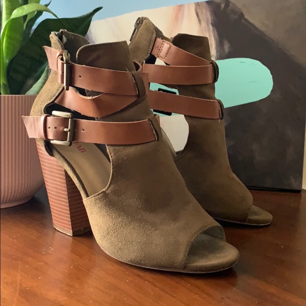 Just Fab Olive Faux Suede Ankle Bootie
